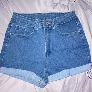 romwe: high waisted denim shorts
